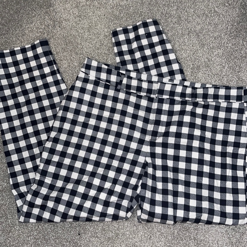 Crown & Ivy navy and white checkered pants- straight leg